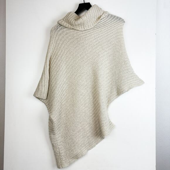 Wooden Ships Acrylic Blend Cowl Neck Slouchy Poncho Sweater Cream - XS/S - Picture 5 of 7